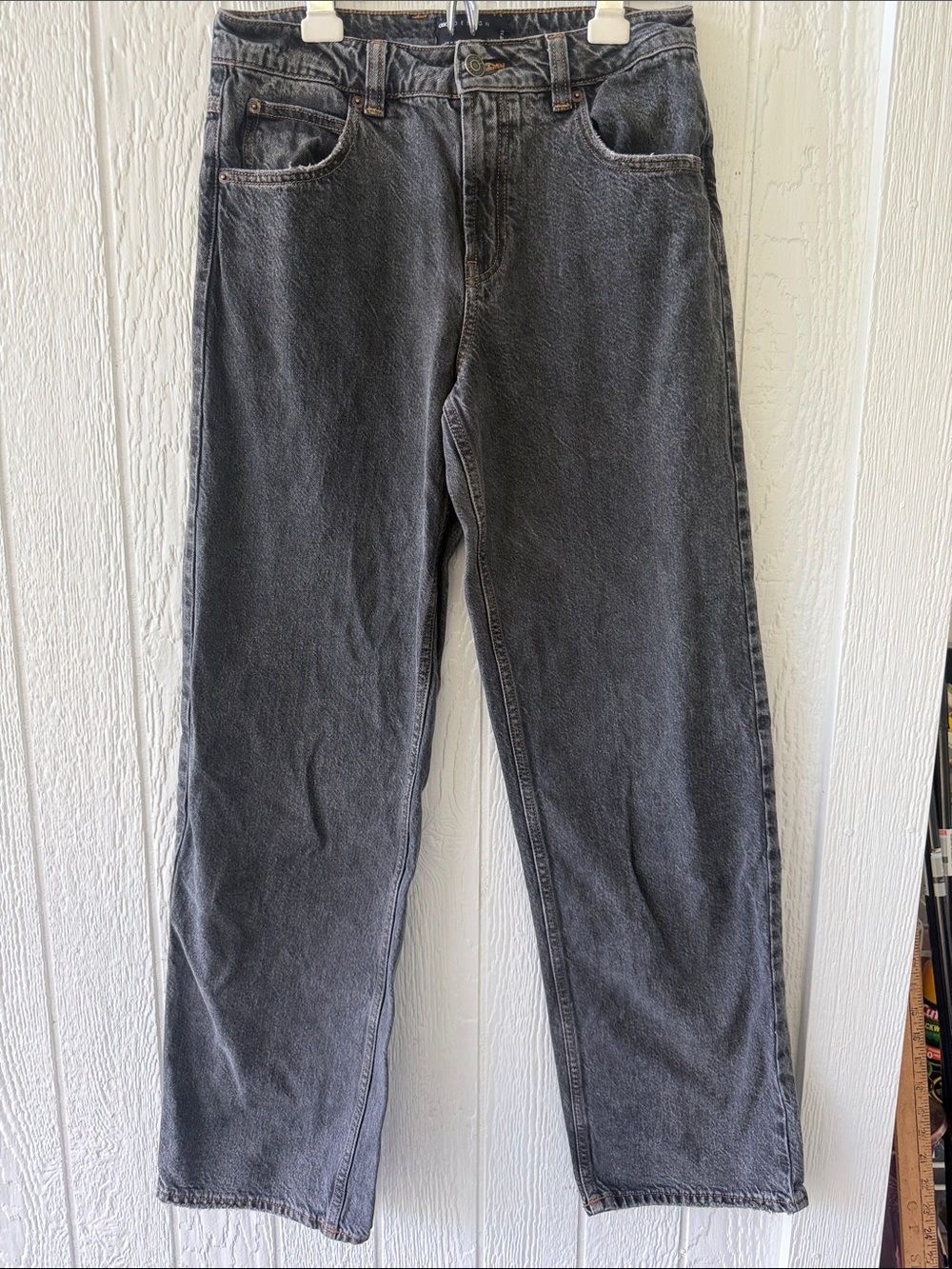 Asos Design Baggy Jeans in Dark Gray sz 24 W 32 L Black Charcoal